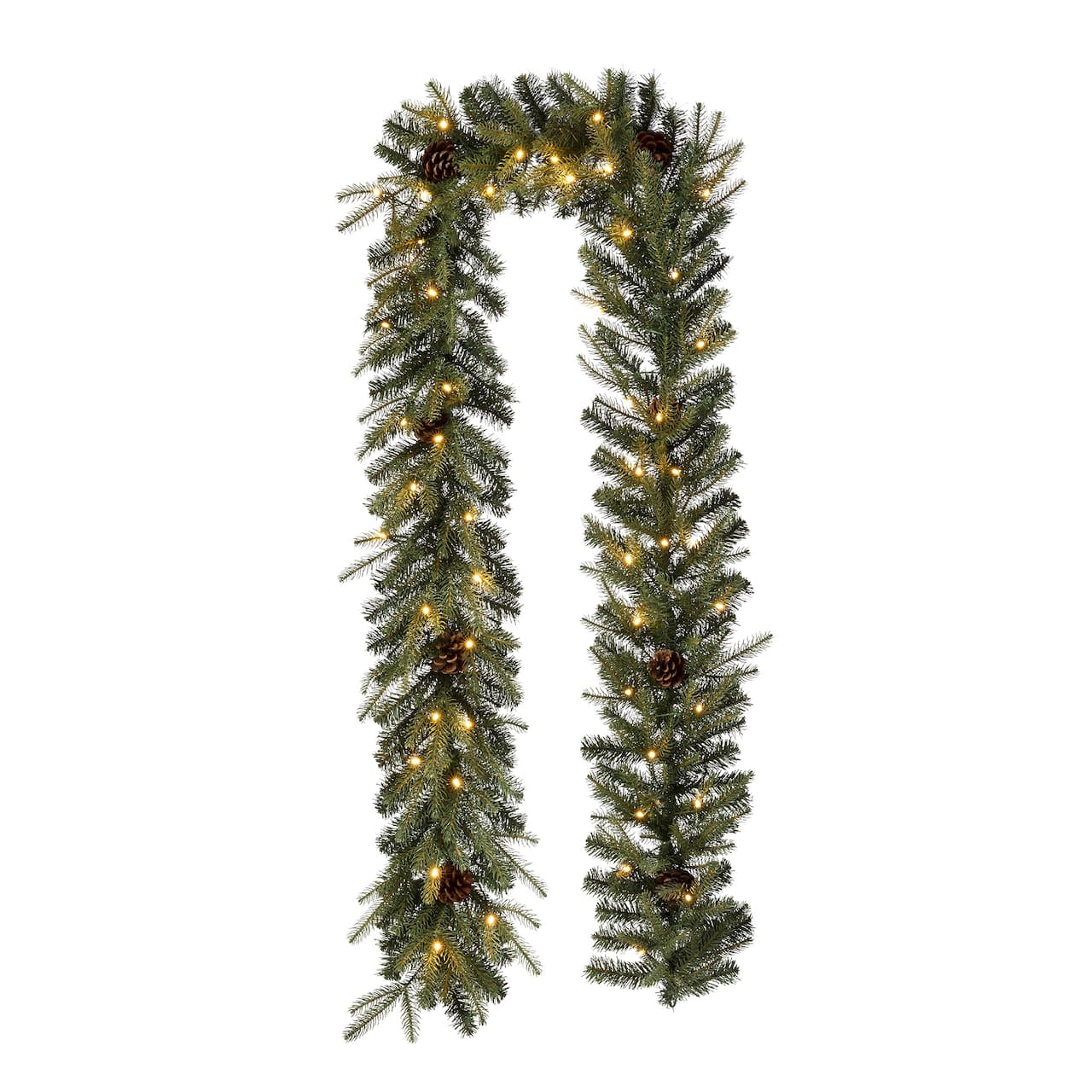 Glitzhome® 9ft. LED Greenery Pinecone Christmas Garland with Timer
